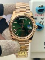 DD 2836/3255 Movement Rose Gold with Green Dial President Band Fluted Bezel Rolex Watch